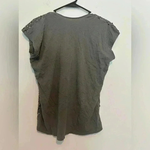 GARNET HILL Front Sequin Top Size XS Scoop Neck Short Sleeve - Picture 4 of 4